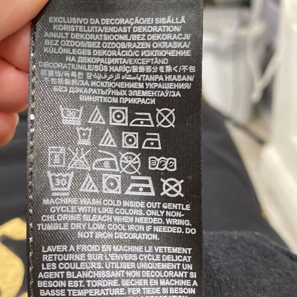 Guess Studded Cold Shoulder Logo Sweatshirt In Black & Gold Size Medium - Picture 9 of 11